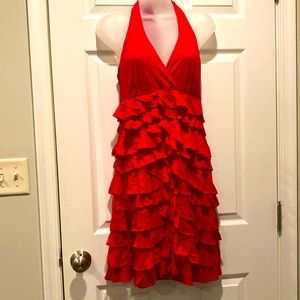 Express red flamenco style halter dress, Sz S